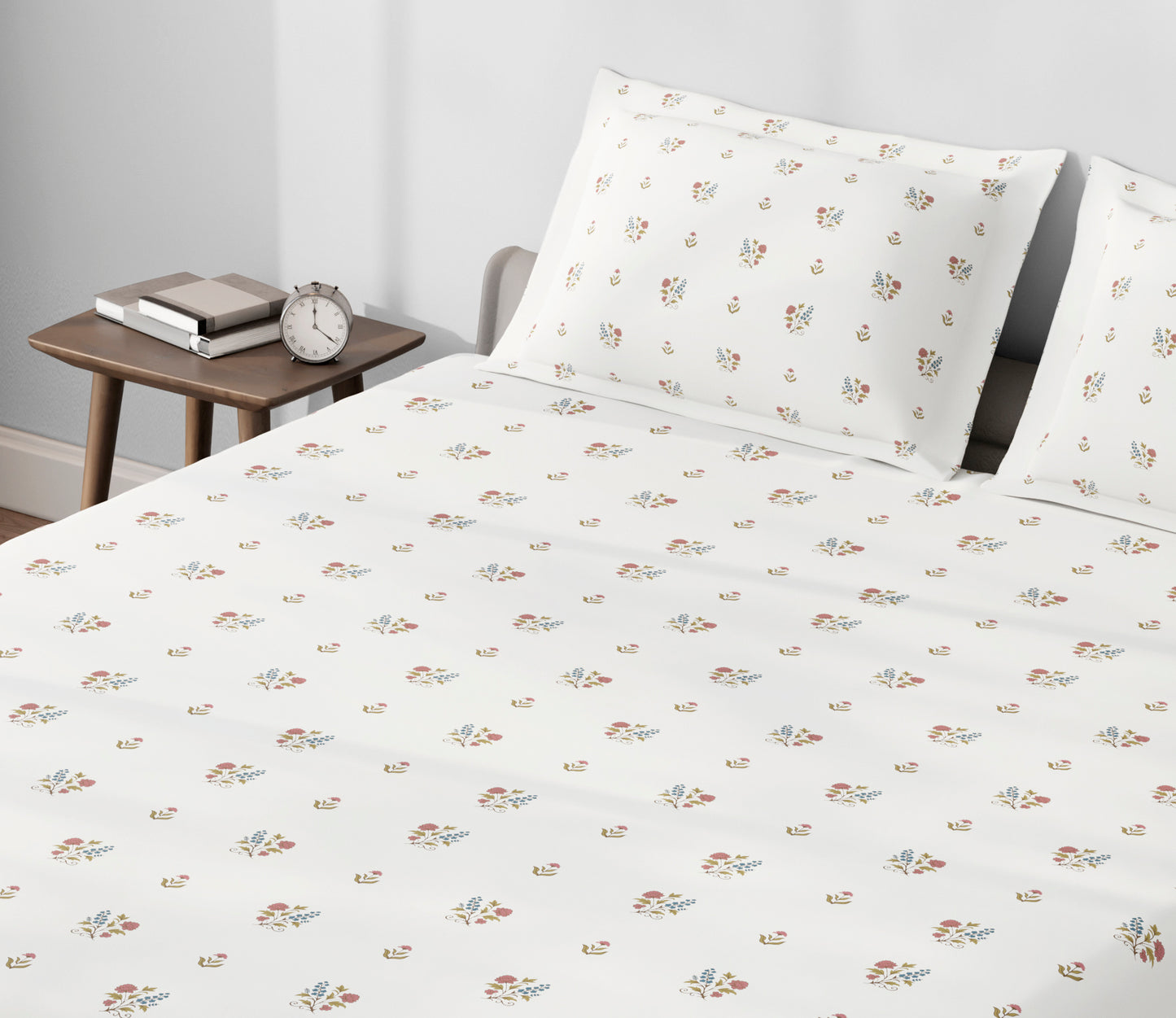 Spaces Aeris Cream Floral Cotton 144TC Percale Large Bedsheet Set