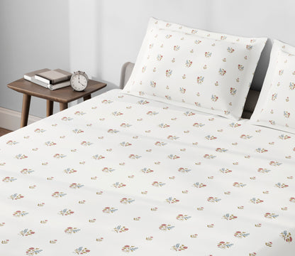 Spaces Aeris Cream Floral Cotton 144TC Percale Large Bedsheet Set