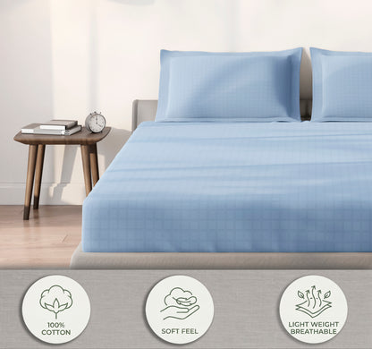 Spaces Aeris Light Teal Floral Cotton 144TC Percale Large Bedsheet Set