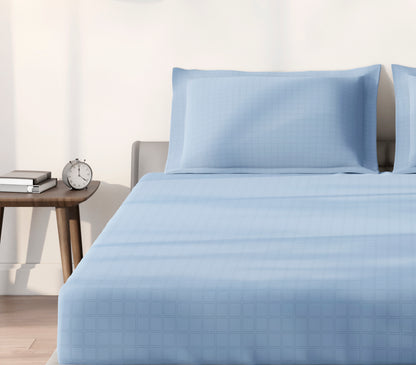 Spaces Aeris Light Teal Floral Cotton 144TC Percale Large Bedsheet Set