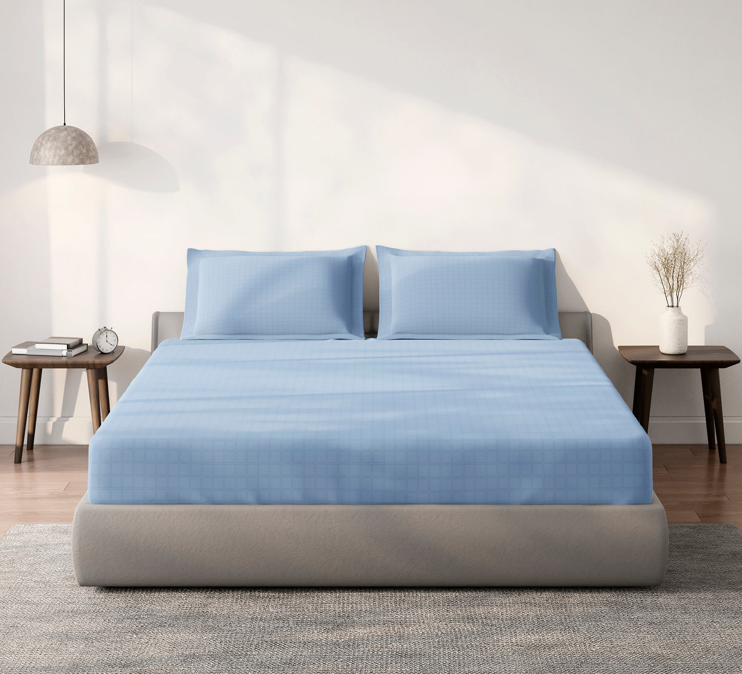 Spaces Aeris Light Teal Floral Cotton 144TC Percale Large Bedsheet Set