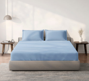 Spaces Aeris Light Teal Floral Cotton 144TC Percale Large Bedsheet Set
