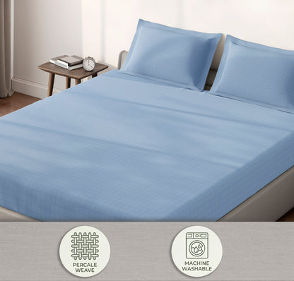 Spaces Aeris Light Teal Floral Cotton 144TC Percale Large Bedsheet Set