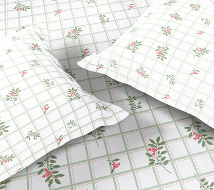 Spaces Aeris White Floral 100% Cotton 144 TC Queen Fitted Sheet