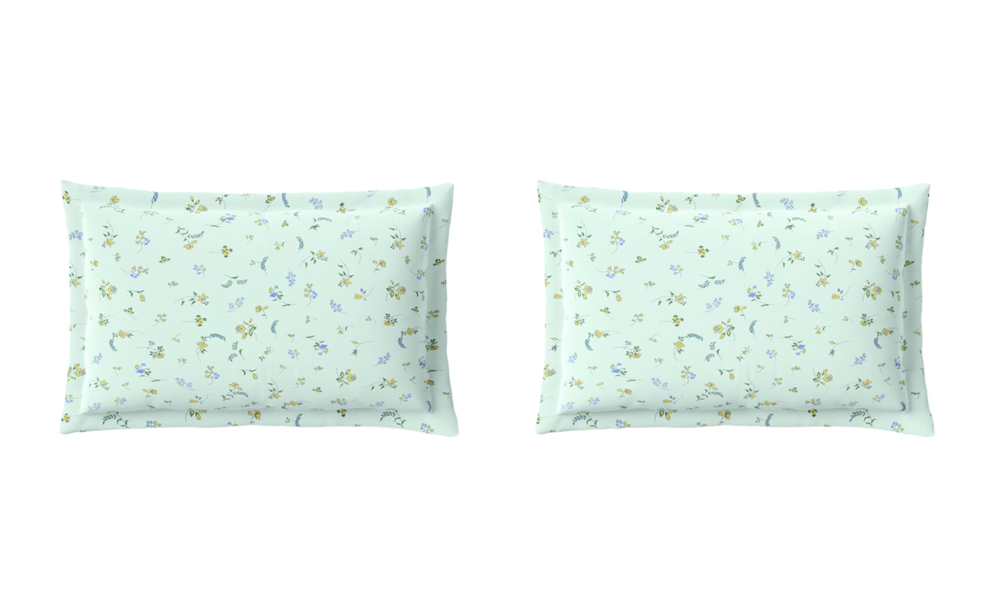 Spaces Aeris Light Blue Floral 100% Cotton 144 TC Queen Fitted Sheet