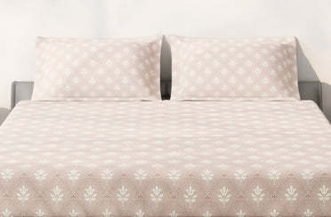 Spaces Aeris Light Taupe Floral 100% Cotton 144 TC Queen Fitted Sheet