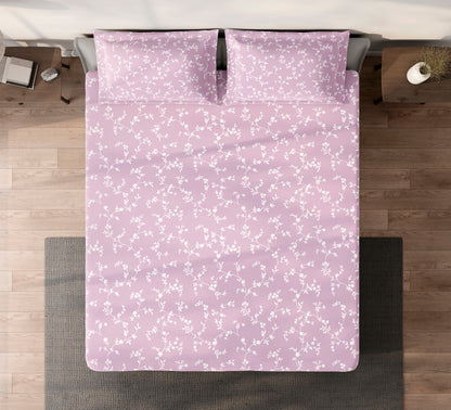 Spaces Aeris Light Pink Floral 100% Cotton 144 TC Queen Fitted Sheet
