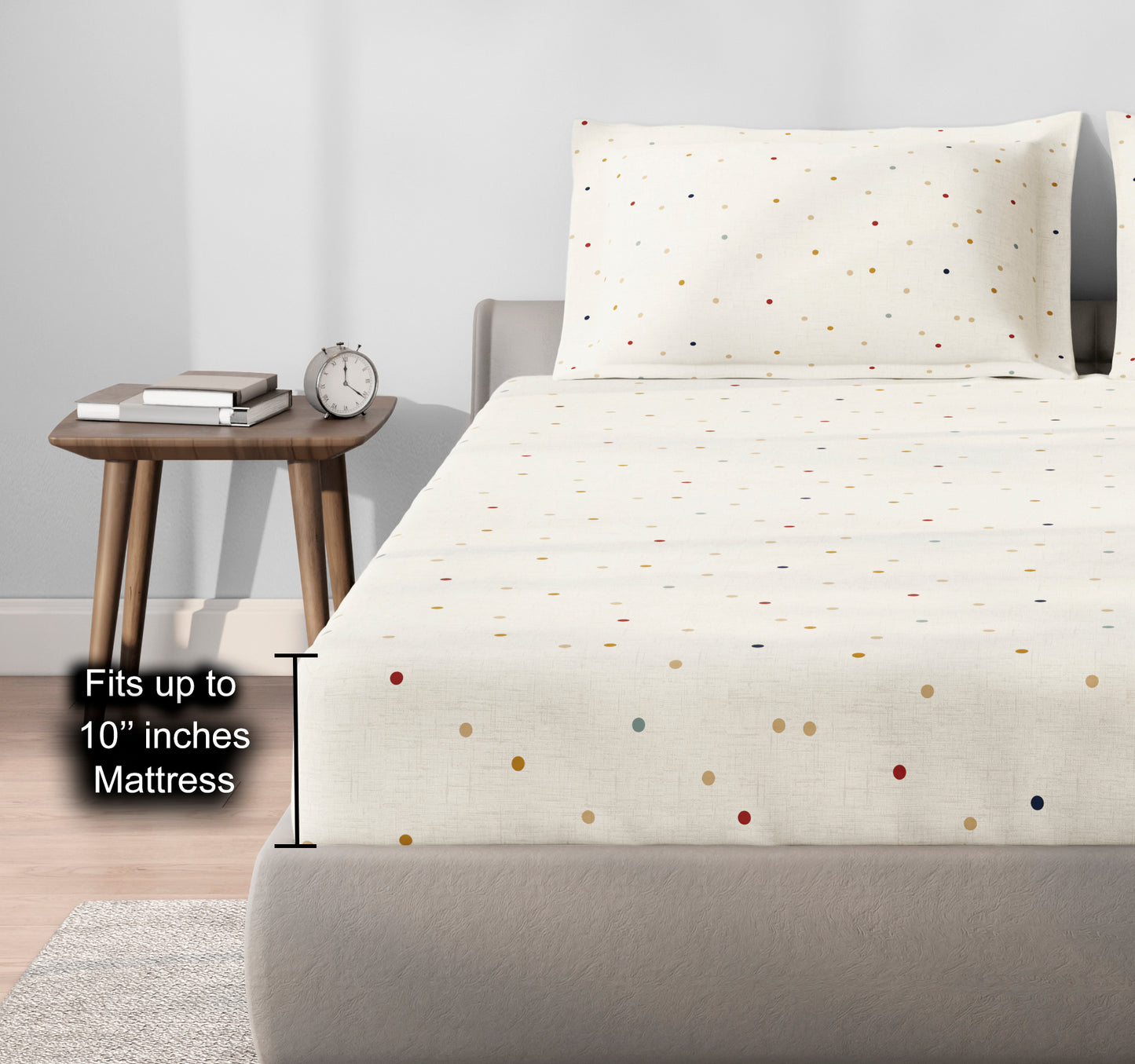 Spaces Aeris Beige Geometric 100% Cotton 144 TC Queen Fitted Sheet