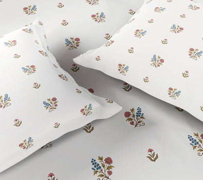 Spaces Aeris Cream Floral 100% Cotton 144 TC Queen Fitted Sheet