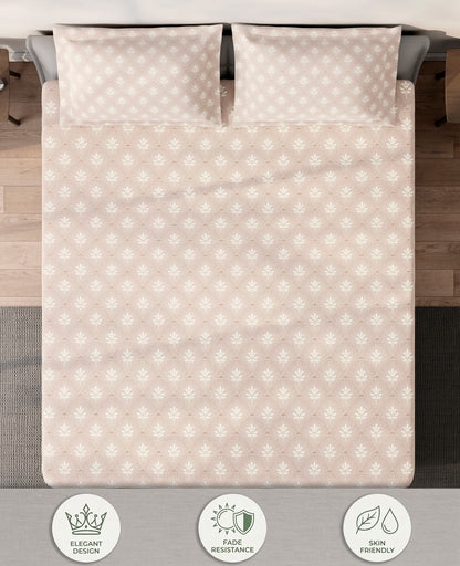 Spaces Aeris Light Taupe Floral 100% Cotton 144 TC King Fitted Sheet