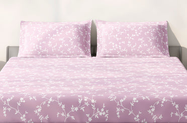 Spaces Aeris Light Pink Floral 100% Cotton 144 TC King Fitted Sheet