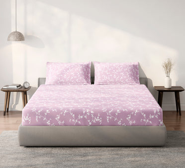Spaces Aeris Light Pink Floral 100% Cotton 144 TC King Fitted Sheet