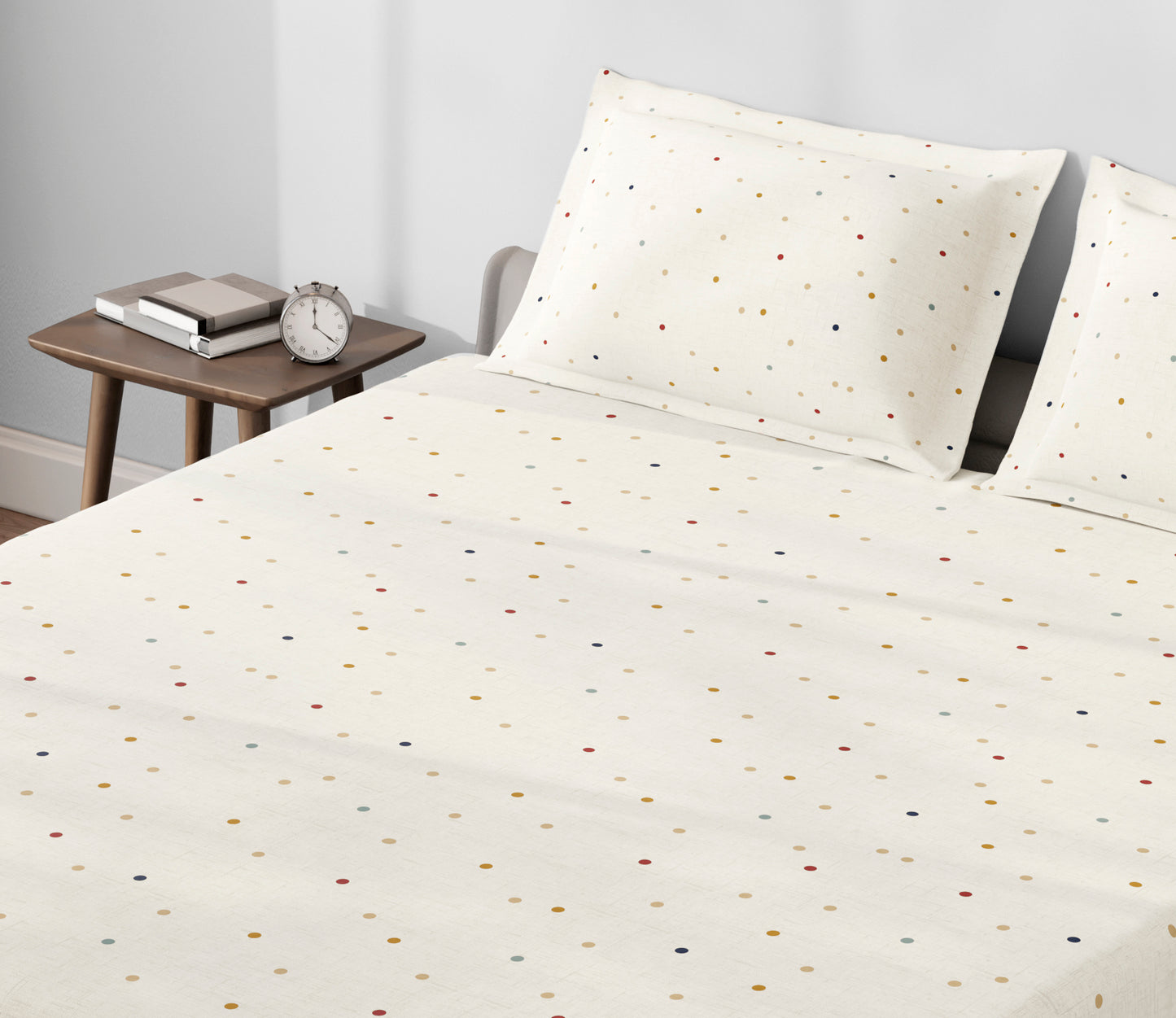 Spaces Aeris Beige Geometric Cotton 144TC Percale King Fitted Sheet