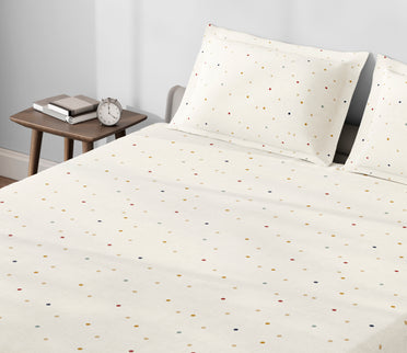 Spaces Aeris Beige Geometric Cotton 144TC Percale King Fitted Sheet