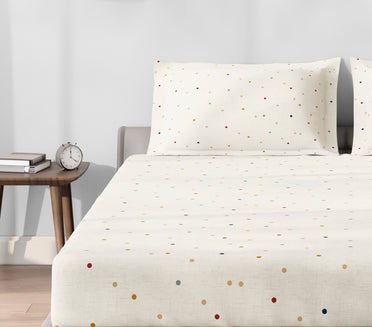 Spaces Aeris Beige Geometric Cotton 144TC Percale King Fitted Sheet