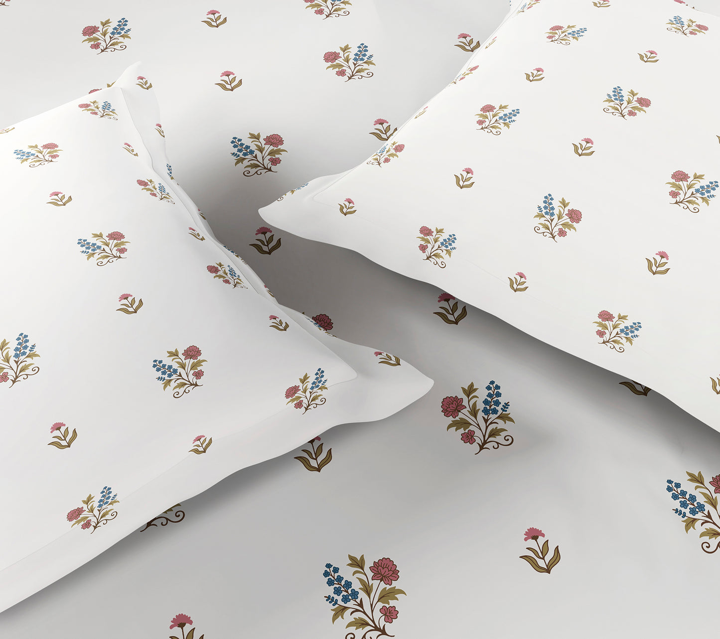 Spaces Aeris Cream Floral 100% Cotton 144 TC King Fitted Sheet
