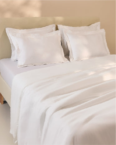 Spaces Hygro Cotton 400 TC Solid White Double Bedsheet with 4 Pillow Covers – 108 x 108 Inches