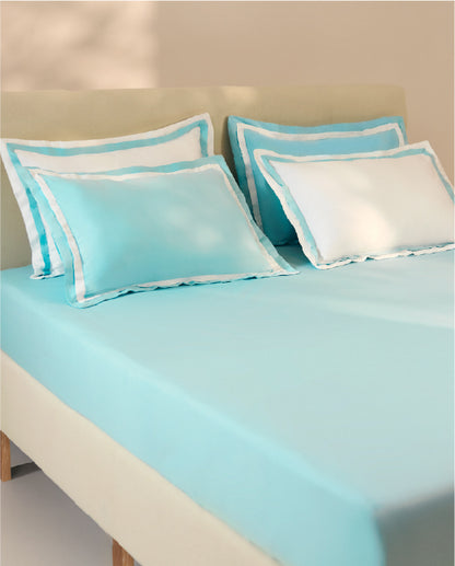 Spaces Hygro Cotton 400 TC Solid Light Green Double Bedsheet with 4 Pillow Covers – 108 x 108 Inches