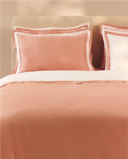 Spaces Hygro Cotton 400 TC Solid Coral Double Bedsheet with 4 Pillow Covers – 108 x 108 Inches