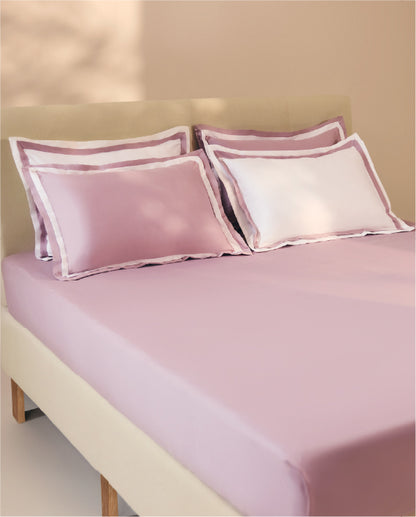 Spaces Hygro Cotton 400 TC Solid Light Violet Double Bedsheet with 4 Pillow Covers – 108 x 108 Inches