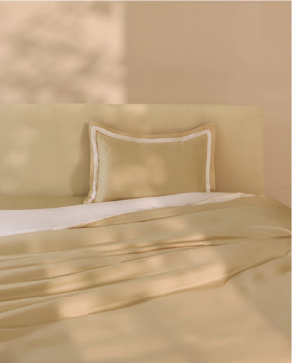 Spaces Hygro Cotton 400 TC Solid Taupe Double Bedsheet with 4 Pillow Covers – 108 x 108 Inches