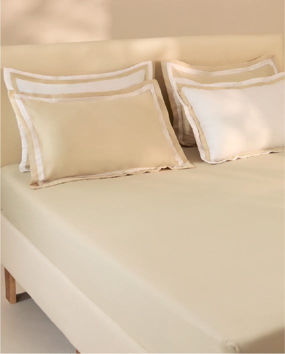 Spaces Hygro Cotton 400 TC Solid Gold Double Bedsheet with 4 Pillow Covers – 108 x 108 Inches