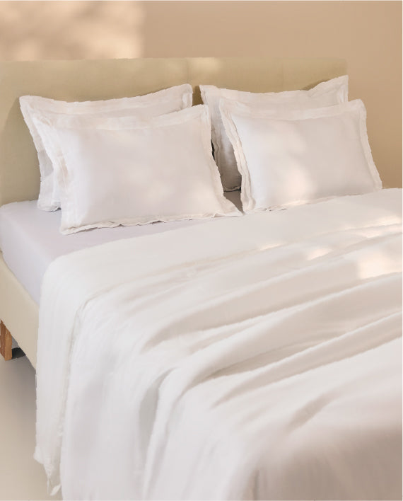 Spaces Hygro Cotton 400 TC Sateen White Solid Double Quilt – 88 x 106 Inches