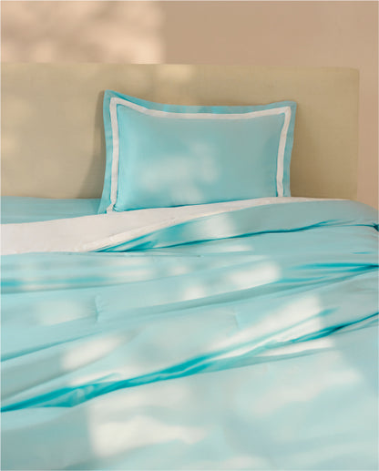 Spaces Hygro Cotton 400 TC Sateen Light Green Solid Single Quilt – 59 x 85 Inches