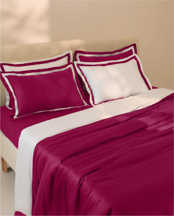 Spaces Hygro Cotton 400 TC Dark Violet Solid Sateen Double Duvet Cover – 90 x 108 Inches