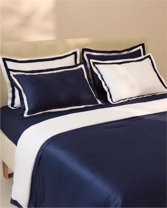 Spaces Hygro Cotton 400 TC Dark Blue Solid Sateen Double Duvet Cover – 90 x 108 Inches
