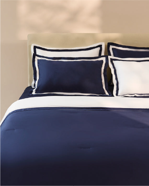 Spaces Hygro Cotton 400 TC Dark Blue Solid Sateen Double Duvet Cover – 90 x 108 Inches