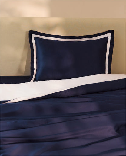 Spaces Hygro Cotton 400 TC Dark Blue Solid Sateen Double Duvet Cover – 90 x 108 Inches