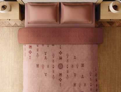 Spaces Godna 100% Cotton 300 TC Ornate Blush Double Quilt - 88 x 106 Inches