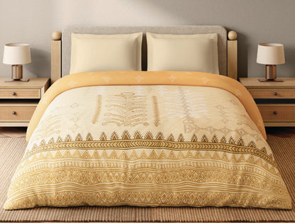 Spaces Godna 100% Cotton 300 TC Ornate Beige Double Quilt - 88 x 106 Inches