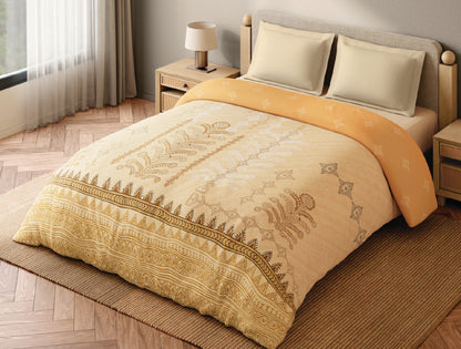 Spaces Godna 100% Cotton 300 TC Ornate Beige Double Quilt - 88 x 106 Inches