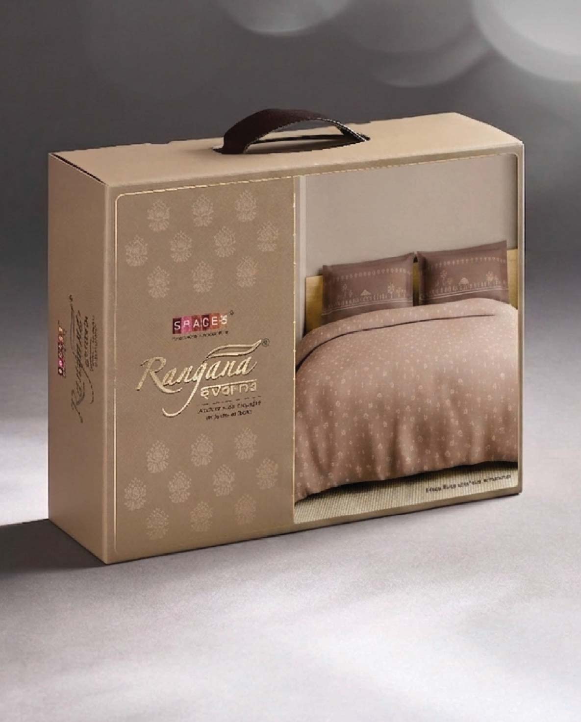 Spaces Warli Light Brown Abstract 100% Cotton 210 TC Large Bedsheet with 2 Pillow Covers - 108 x 108 Inches