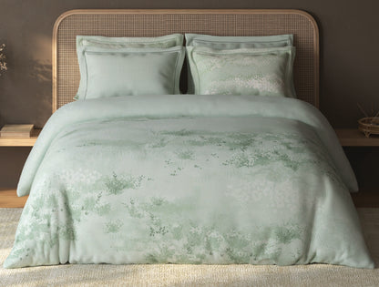 Spaces Sierra Light Aqua Floral 100% Hygro Cotton Large Bedsheet with 4 Pillow Covers - 108 x 108 Inches