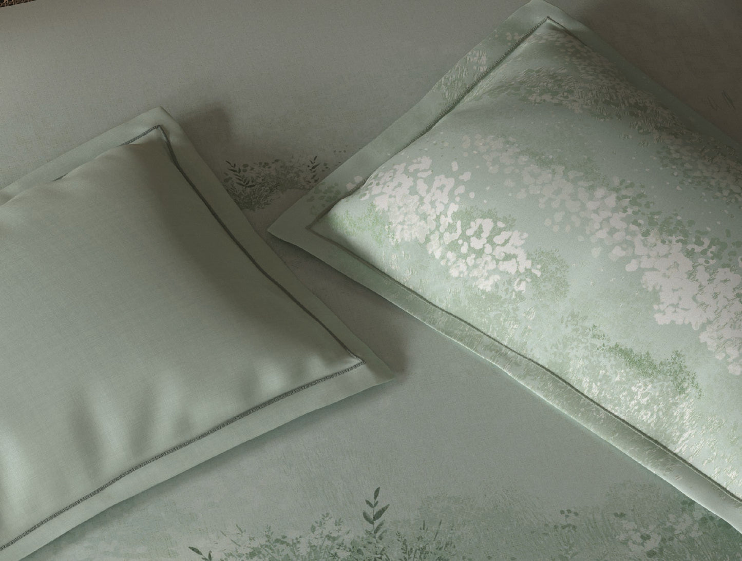 Spaces Sierra Light Aqua Floral 100% Hygro Cotton Large Bedsheet with 4 Pillow Covers - 108 x 108 Inches