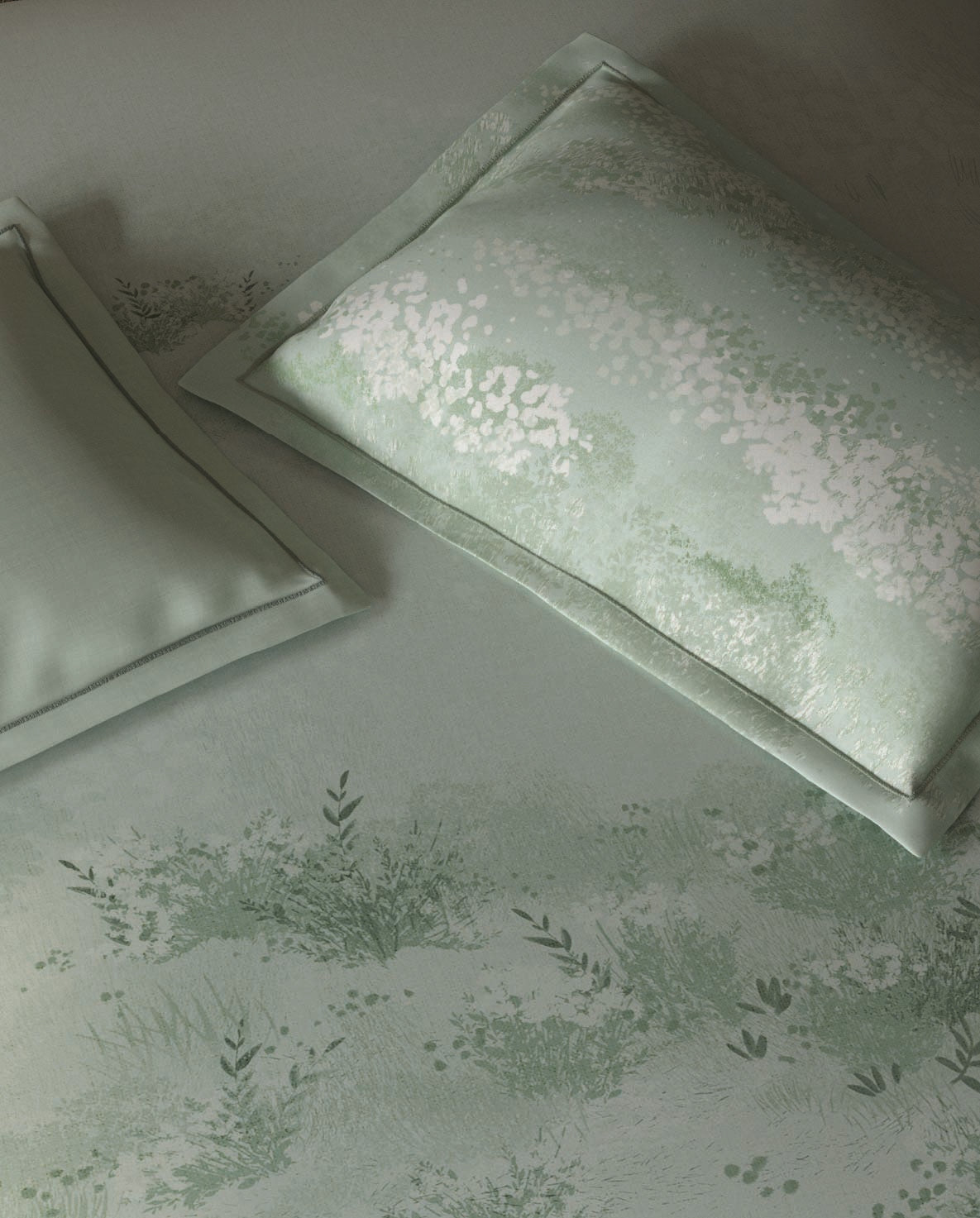 Spaces Sierra Light Aqua Floral 100% Hygro Cotton 210 TC Large Bedsheet with 4 Pillow Covers - 108 x 108 Inches