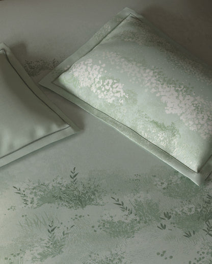 Spaces Sierra Light Aqua Floral 100% Hygro Cotton 210 TC Large Bedsheet with 4 Pillow Covers - 108 x 108 Inches