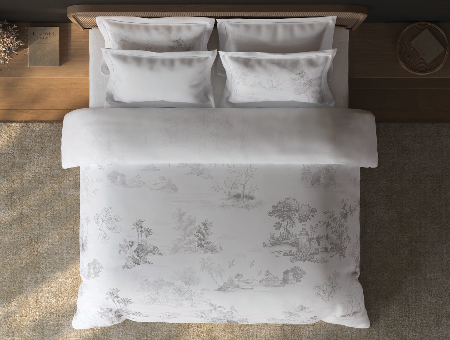 Spaces Sierra White Floral 100% Hygro Cotton Large Bedsheet with 4 Pillow Covers - 108 x 108 Inches
