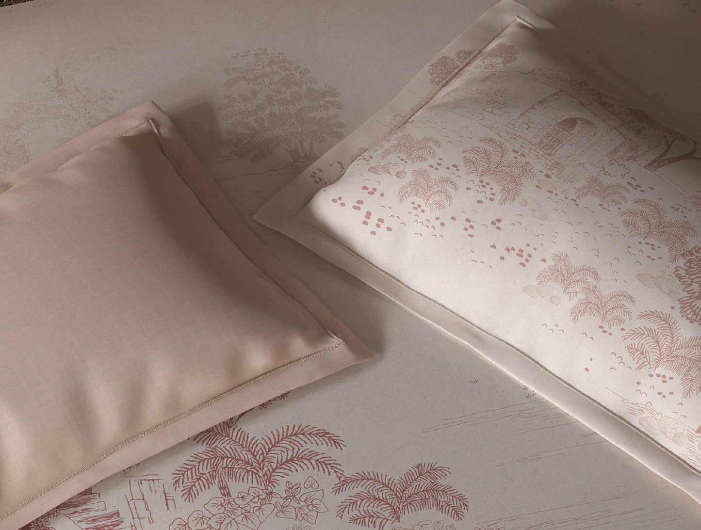 Spaces Sierra Light Blush Floral 100% Hygro Cotton Large Bedsheet with 4 Pillow Covers - 108 x 108 Inches