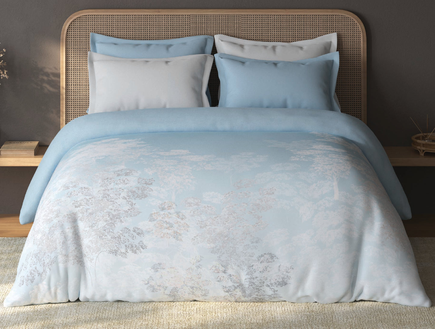 Spaces Sierra Light Blue Floral 100% Hygro Cotton 210 TC Double Quilt - 88 x 106 Inches