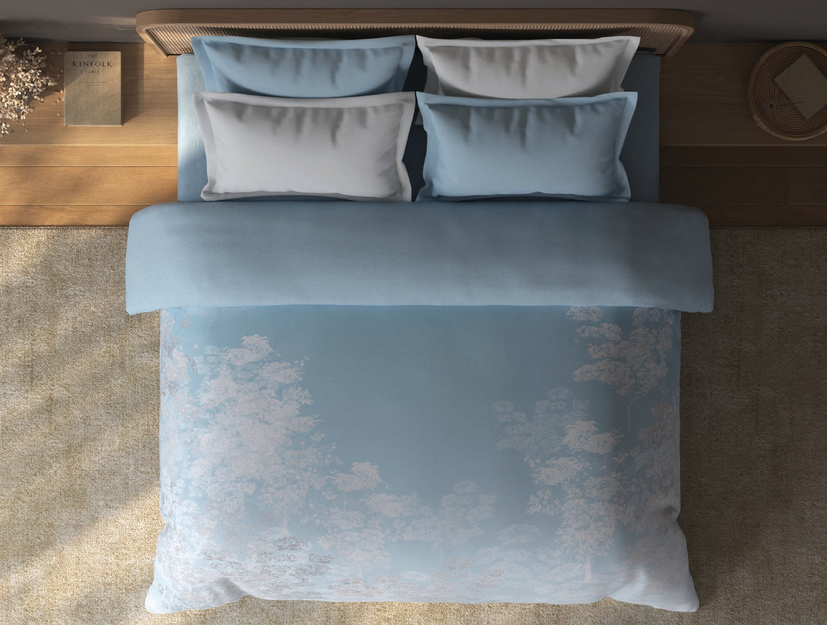 Spaces Sierra Light Blue Floral 100% Hygro Cotton 210 TC Double Quilt - 88 x 106 Inches
