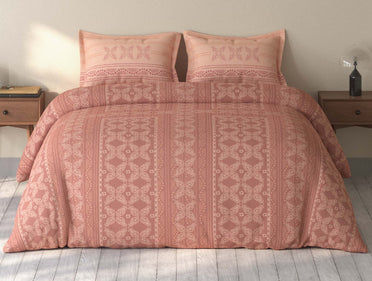 Spaces Rio Dark Blush Ornate 100% Cotton Double Bedsheet with 2 Pillow Covers - 90 x 108 Inches