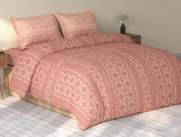 Spaces Rio Dark Blush Ornate 100% Cotton Double Bedsheet with 2 Pillow Covers - 90 x 108 Inches