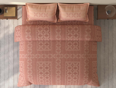 Spaces Rio Dark Blush Ornate 100% Cotton Double Bedsheet with 2 Pillow Covers - 90 x 108 Inches