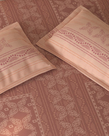 Spaces Rio Dark Blush Ornate 100% Cotton Double Bedsheet with 2 Pillow Covers - 90 x 108 Inches