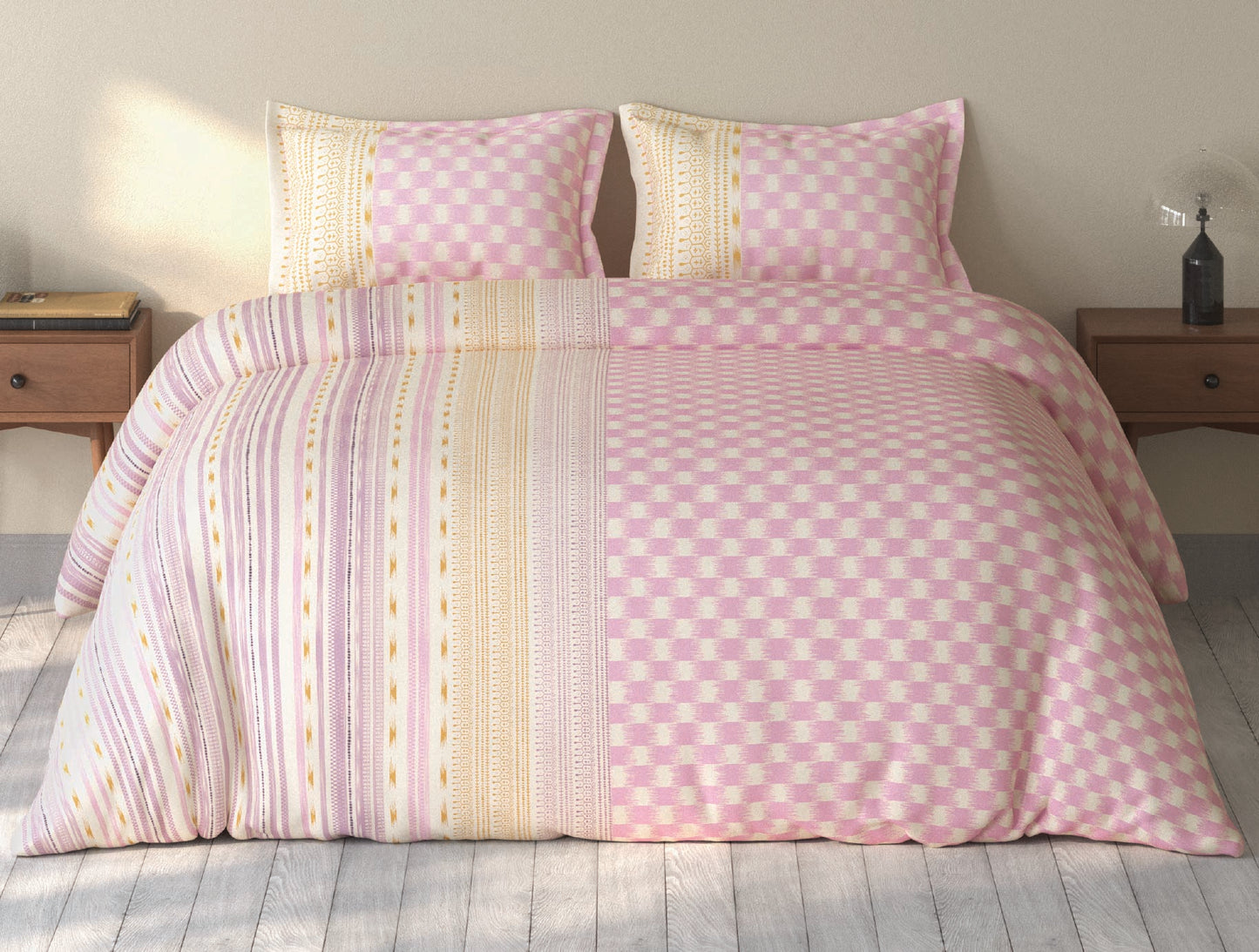 Spaces Rio Pink Ornate 100% Cotton Double Bedsheet with 2 Pillow Covers - 90 x 108 Inches