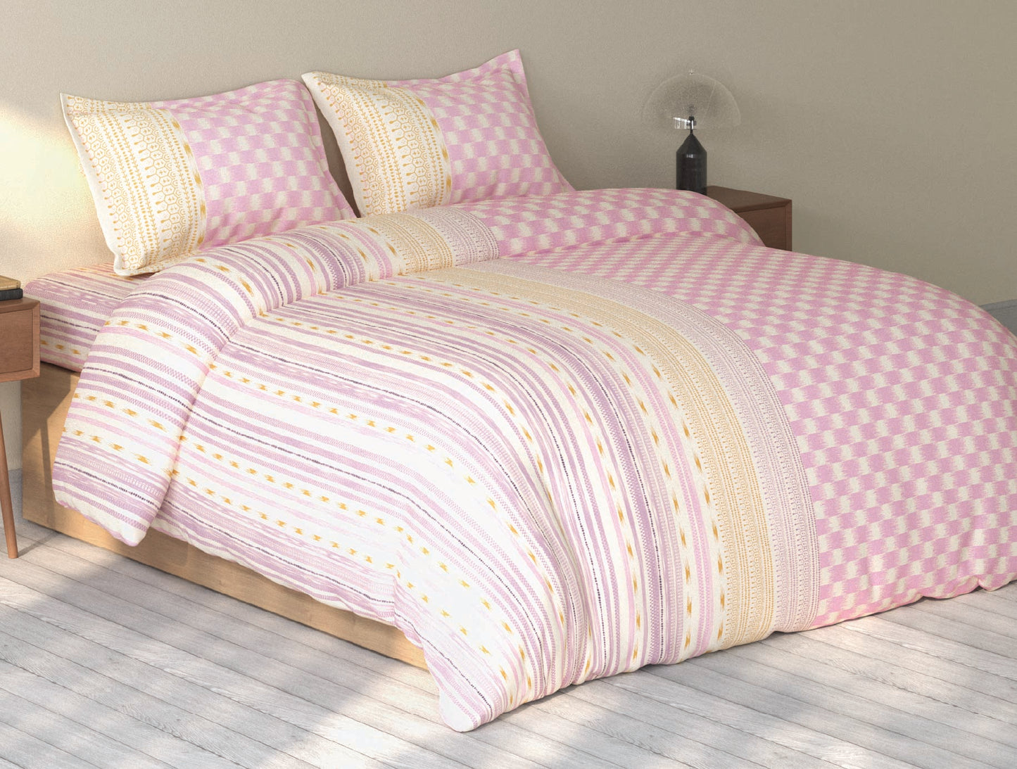 Spaces Rio Pink Ornate 100% Cotton Double Bedsheet with 2 Pillow Covers - 90 x 108 Inches